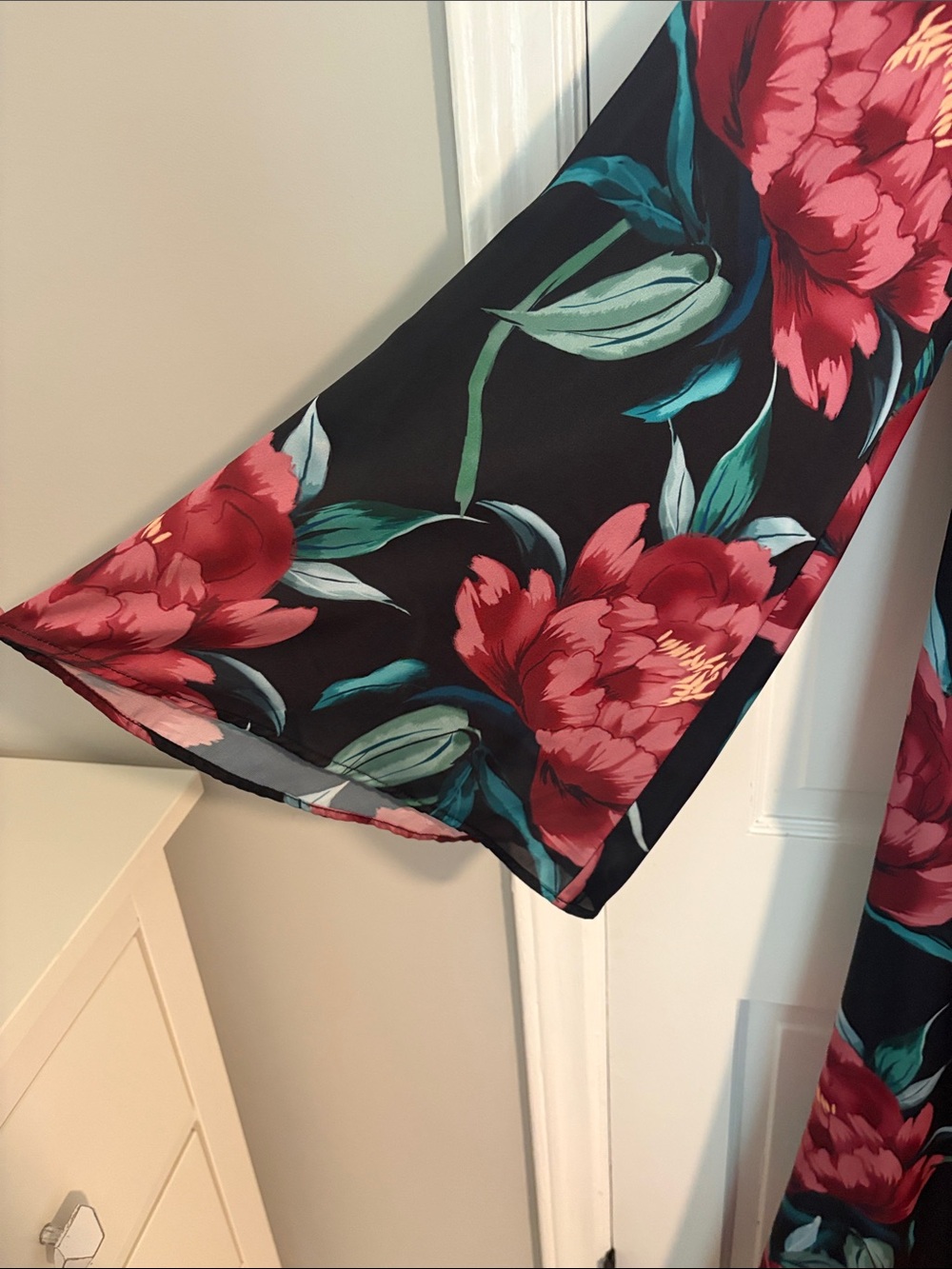 Show Me Your MuMu Black Maxi Wrap Dress with Burgundy Floral - Picture 3 of 14